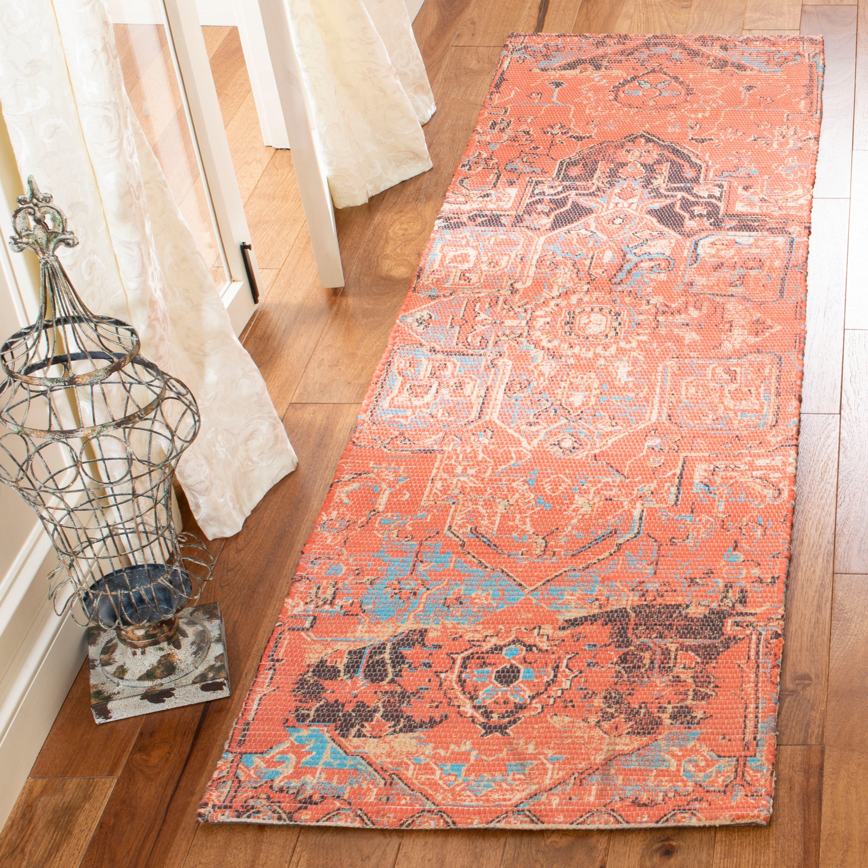 SAFAVIEH Saffron Erksine Geometric Runner Rug, Rust/Blue, 2'3" x 8'