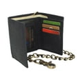thumbnail image 4 of Men's RFID Blocking Trifold Vintage Leather Biker Chain Wallet With Snap Closure Croco Black, 4 of 7