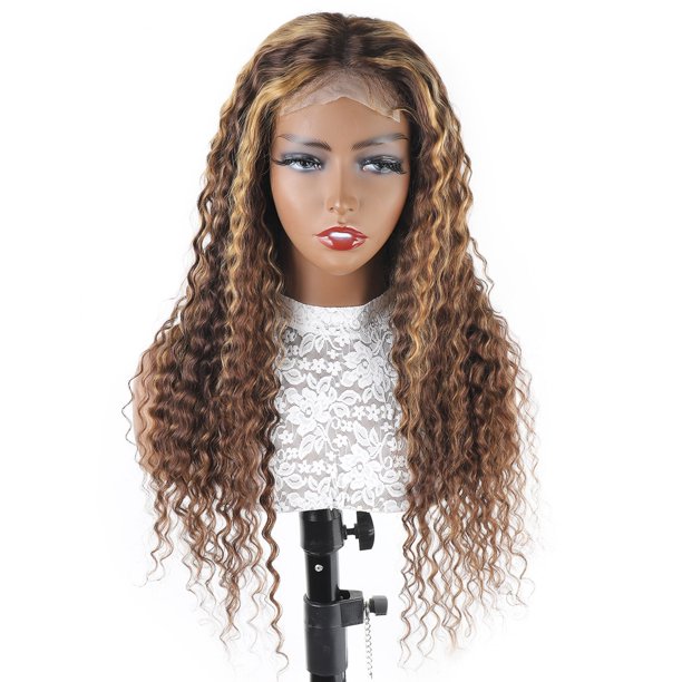 Lolly Hair P4/27 Highlight Deep Wave Wig 4x4 Lace Closure Wig Human