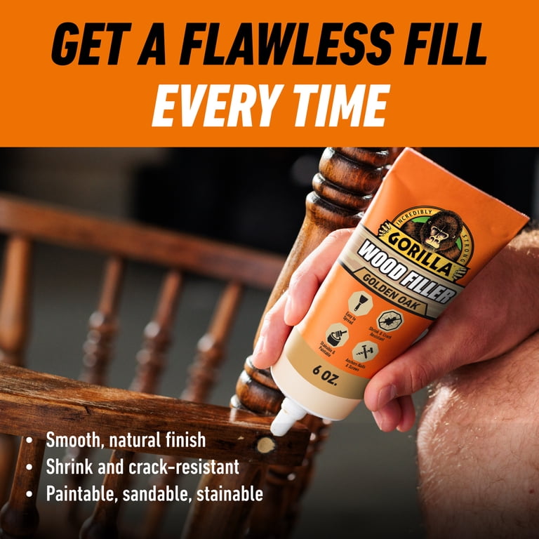 Gorilla All Purpose Wood Filler, Golden Oak, 6 oz photo 4