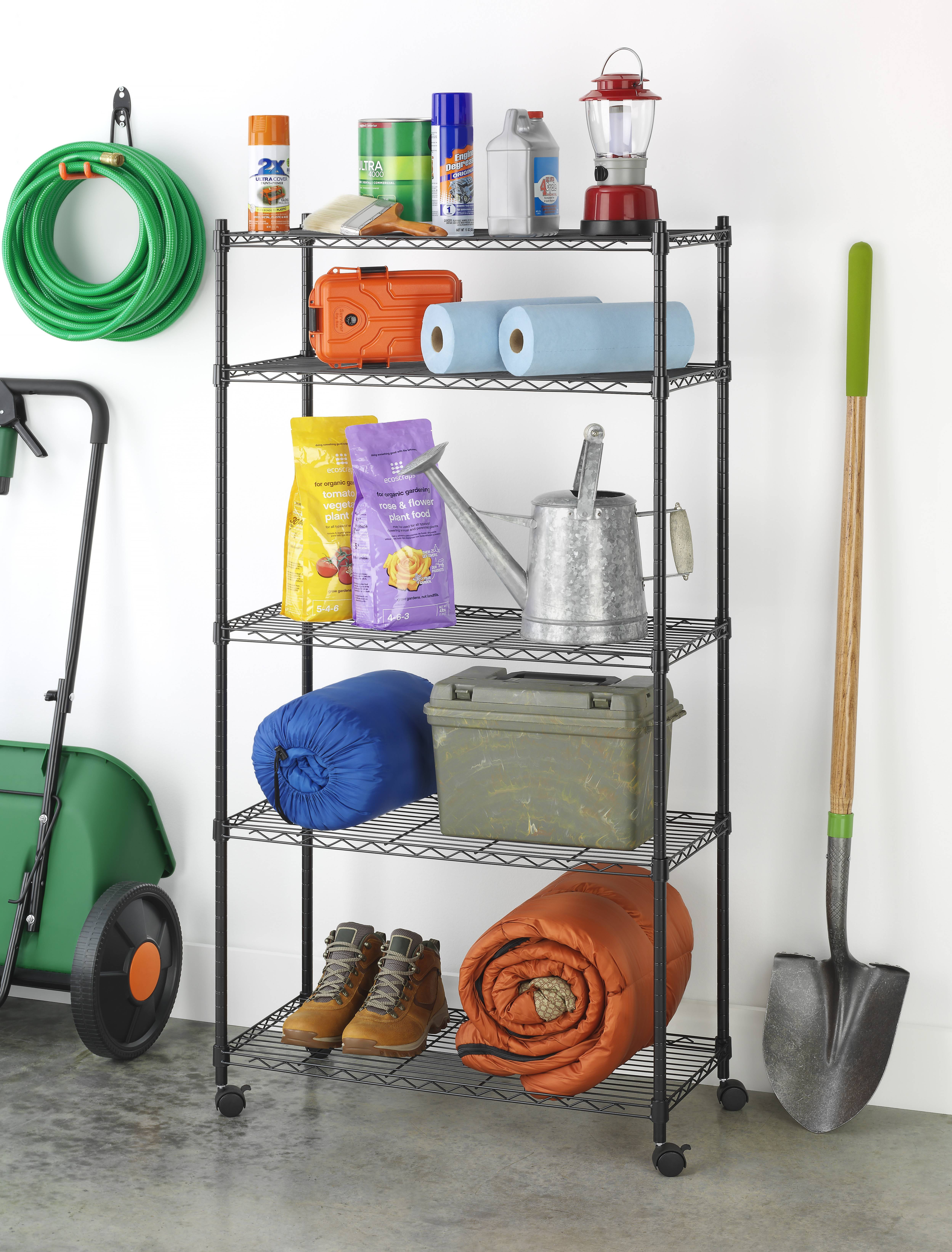 Whitmor Supreme Metal Shelf 5-Tier Cart Holds up to 1,000 lbs. - Black