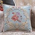 thumbnail image 1 of Cojín floral con relieve europeo | Cojín decorativo cuadrado de 48 x 48 cm | Funda de algodón suave para sofá, cama y coche | Azul, beige, rojo y café, 1 of 6