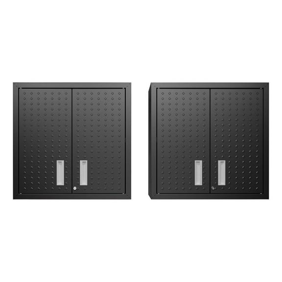 Pemberly Row Modern Metal Floating Garage Cabinets in Charcoal (Set of 2)