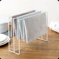 thumbnail image 3 of Égouttoir à vaisselle en fer pour plan de travail de cuisine, porte-serviettes sur pied, support de rangement pour torchons, blanc, 3 of 4