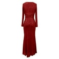 thumbnail image 4 of Elegant Solid Color Sequin Long Sleeve Evening Gown For Ladies Party Dress For, 4 of 5