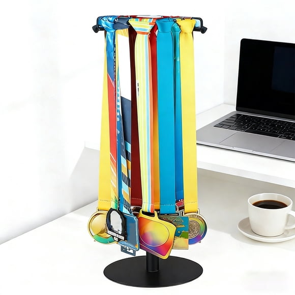 Expositor de medallas, estantería giratoria de trofeos de hierro para premios deportivos, gimnasia de fútbol, organizador de mesa de baloncesto