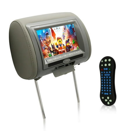 PYLE PL73DGR - 7'' Headrest Display Monitor, Hi-Res Video Car Monitor with Built-in CD/DVD Player, USB/SD Readers, FM