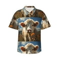 thumbnail image 2 of Yiaed Daisy Meadow Cow Print Hawaiian Shirt for Men Short Sleeve Button Down Shirts Beach Shirts for Men-Large, 2 of 5