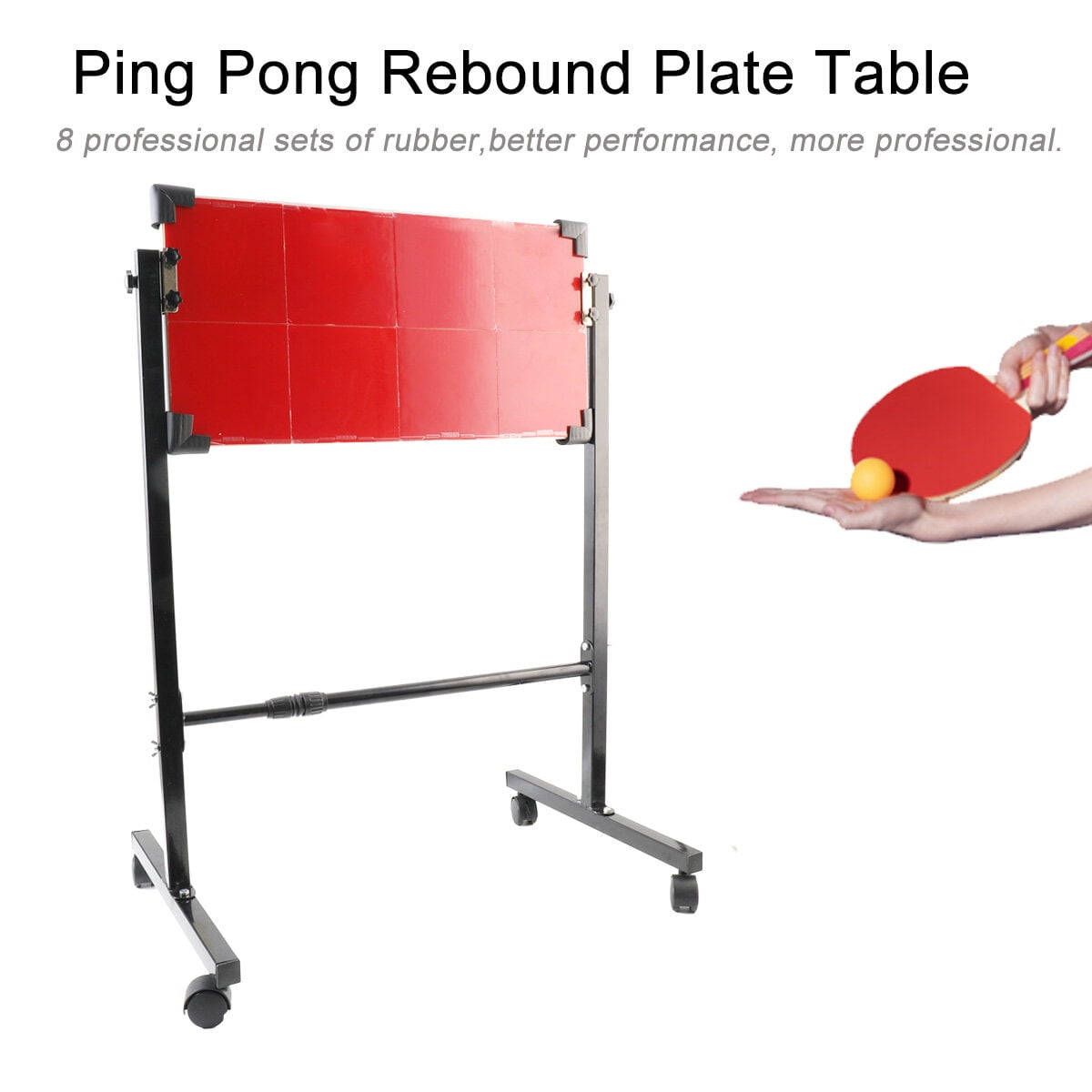 SUDEG 66x33cm Table Tennis Rebound Board, Self-Training, Robust Steel Frame & Wheels for Indoor Ping Pong Club and Outdoor Court
