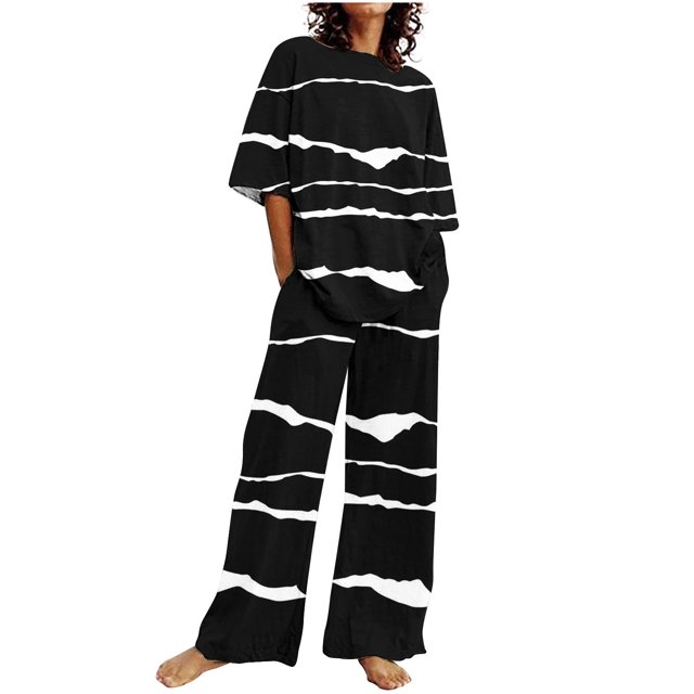 Hauts à Manches Courtes pour Femmes Costume d'Été Mode Short Imprimé Pantalons Colorés Costume Décontracté Deux Pièces Hauts à Manches Courtes pour Femmes Hauts d'Été pour Femmes avec Manches