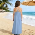 thumbnail image 6 of oqasdz Girls Dresses Kids Backless Casual Spaghetti Strap Beach Maxi Loose Flowy Sundress Solid Color Party Wedding Dress, 6 of 6