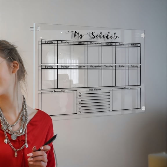 CCOCC Acrylic Weekly Dry Erase Calendar Whiteboard for Wall,11.69"x 8.27",Frameless Mounting,Office/School/Home,Frameless Large Planner White Board