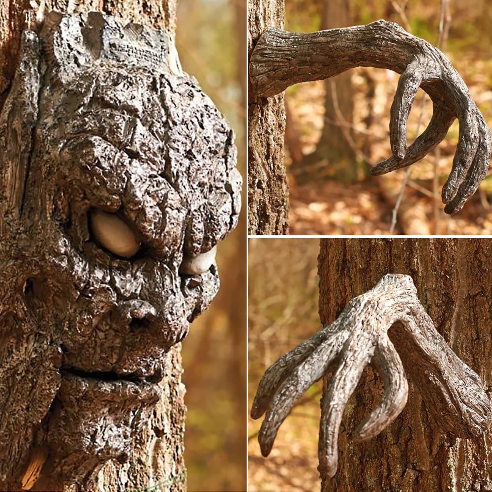 Creative Resin Tree Faces Decor Outdoor Whimsical Paw Tree Hugger