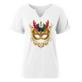 thumbnail image 6 of NuoCaiYun Ladies Carnival T-Shirt, Happy Mardi Gras T-Shirt Womens New Party Carnival Printed V Neck Short Sleeve Tops, 6 of 6