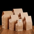 thumbnail image 1 of BRIGHTFUFU 100Pcs Yellow Kraft Food Packaging Bag Square Bottom For Bread And Snacks 18x9x6In, 1 of 5