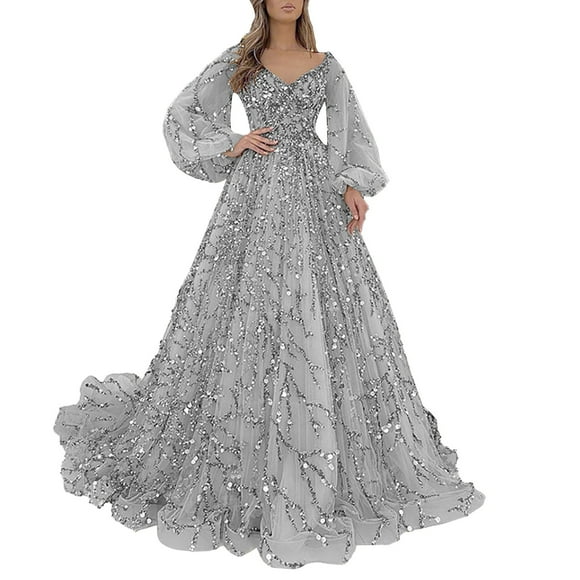 HCURIBAD Clearance! 2024 New Womens Gold Evening Dresses Sexy Queen Gowns Long Dresses 1*Skirt Gray S