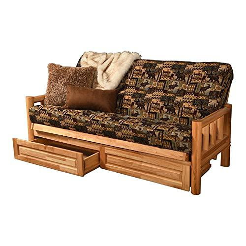 Kodiak Furniture Lodge Storage Futon with Multi-Color Fabric Mattress