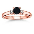 thumbnail image 4 of Gem Stone King 18K Rose Gold Plated Silver Black Onyx and White Diamond 3-Stone Engagement Ring for Women (0.61 Cttw, Gemstone December Birthstone, Size 7), 4 of 4