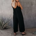 thumbnail image 5 of Adjustable Strap Jumpsuits Women V Neck Casual Summer Sleeveless Loose Jumpsuit Long Pants Rompers with Pockets Black XL, 5 of 7
