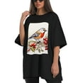 thumbnail image 4 of Plus Size Shirt for Women Oversized Black Tops for Women Short Sleeves Shirt for Women Red-Browed Bird 26 T Shirt Crewneck Shirt for Women M, 4 of 5