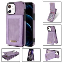 Case for Apple iPhone 12, Premium PU Leather with Credit Card Holder Wallet Cover Stand RFID Blocking Cell Accessories for iPhone 12 6.1 inch Cases for Men Women - Purple