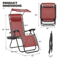 thumbnail image 2 of MoNiBloom Zero Gravity Chairs, Folding Outdoor Patio Beach Recliner with Canopy Shade & Headrest, Maroon, 2 of 11