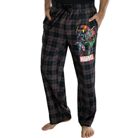 Marvel Comics Men's Avengers Plaid Loungewear Pajama Pants