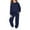 Navy, variant on Kids Unisex 2 Piece Sweatsuit Boys Girls Solid Color Crewneck Pullover Sweatshirt Sweatpant Athletic Jogging Pants set