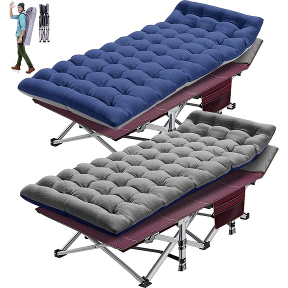 Slsy 2 Pack Folding Camping Cots for Adults, Portable Folding cot,Heavy Duty Guest Bed Sleeping Cots with 2-Sided Mattress & Carry Bag