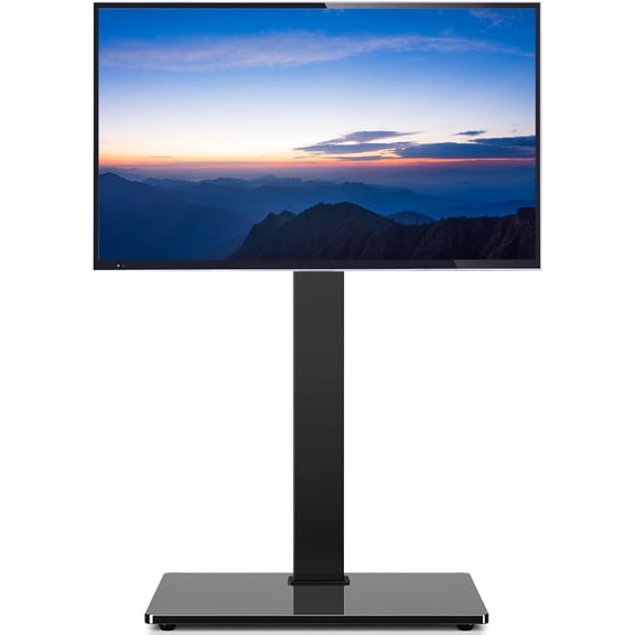 TAVR Furniture Modern Swivel Floor TV Stand for LCD LED TVs up to 75 inch, Height Adjustable Compatible with VESA Mount, Black