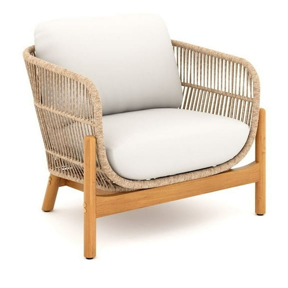 New Classic Furniture Solstice 4-piece Wood Patio Conversation Set in Beige