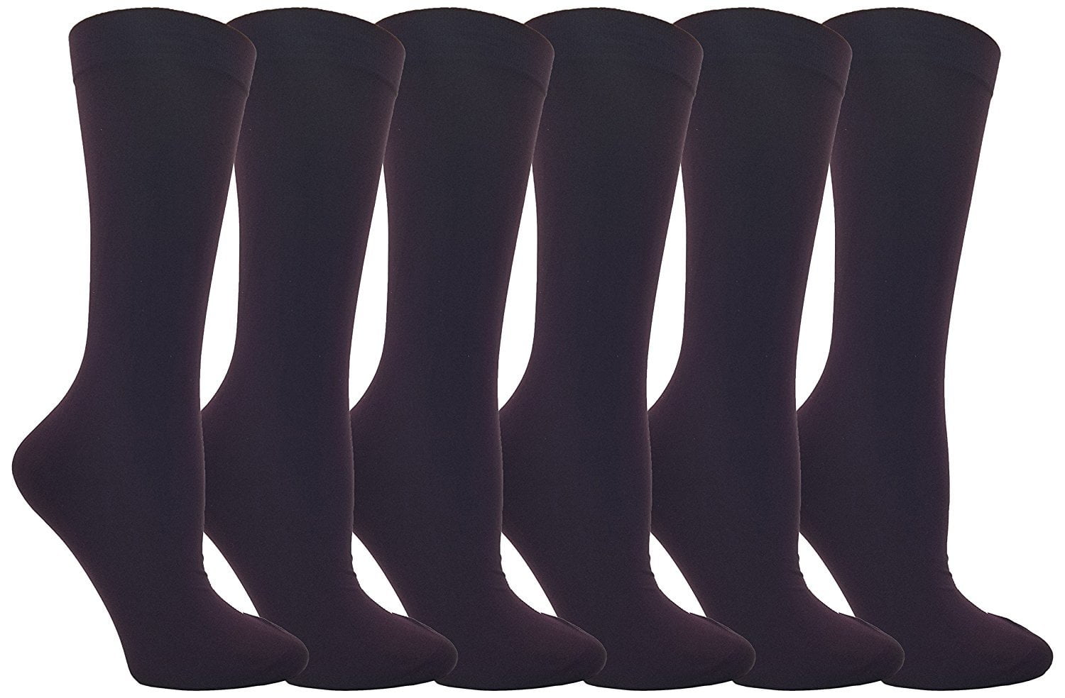 Women’s Trouser Socks, 6 Pairs, Opaque Stretchy Nylon Knee High, Many