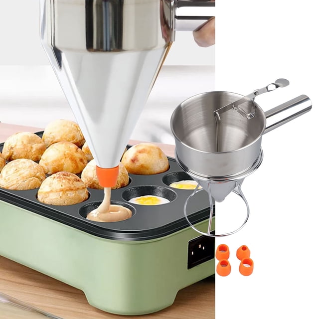 Batter Dispenser, Nice Sealing Automatically Spring Back Stainless Steel Ergonomic Funnel Dispenser for Bakery