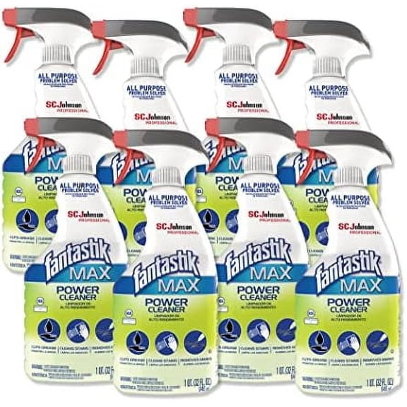 SC Johnson Professional Fantastik Max Power Cleaner, Cleans Multiple Surfaces & Removes Marker, 32 oz, 8 Count