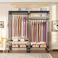 thumbnail image 6 of P6 Medium Rolling Clothes Rack Heavy Duty, Clothing Racks for Hanging Clothes, Freestanding Garment Rack with Wheels, Portable Closet Rack Max Load 370 LBS, 30''W x 14''D x 77.6''H, Black, 6 of 14
