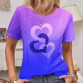 thumbnail image 1 of RWJDXD T-Shirt à Manches Courtes Col Rond pour Femmes, Motif Amour, Mode Décontractée, Respirant, Été 2024, 1 of 7