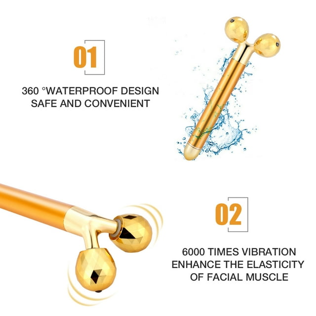 Masajeador eléctrico para la cara impermeable 24 k Golden Pulse masaje facial Dispositivo de cuidado de la piel Anti arrugas Anti-envejecimiento de la piel reafirmante Reafirmante Ecomeon no