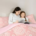 thumbnail image 6 of Feelyou Bohemian Aztec Women Bedding Comforter Set, Vintage Bohemian Mandala Twin Comforter Sets, Pink Triangle Square Reversible Bedding Set, Ultra Soft Bedroom Decor, 2-Piece, 6 of 9