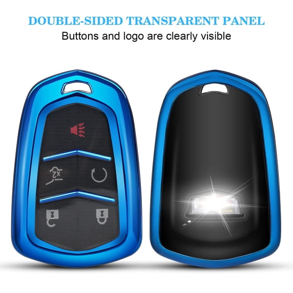 for Cadillac Key fob Cover,Soft TPU 360 Degree Car Key Case Protector with Keychain Compatible with 2015-2019 Cadillac Escalade CTS SRX XT5 ATS STS CT6 5-Buttons