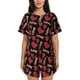 thumbnail image 1 of Fotbe Heart Conjunto de Pijama Estampado para Mujer, 2 Piezas, Ropa de Dormir con Camiseta de Manga Corta y Shorts Suaves-Large, 1 of 6