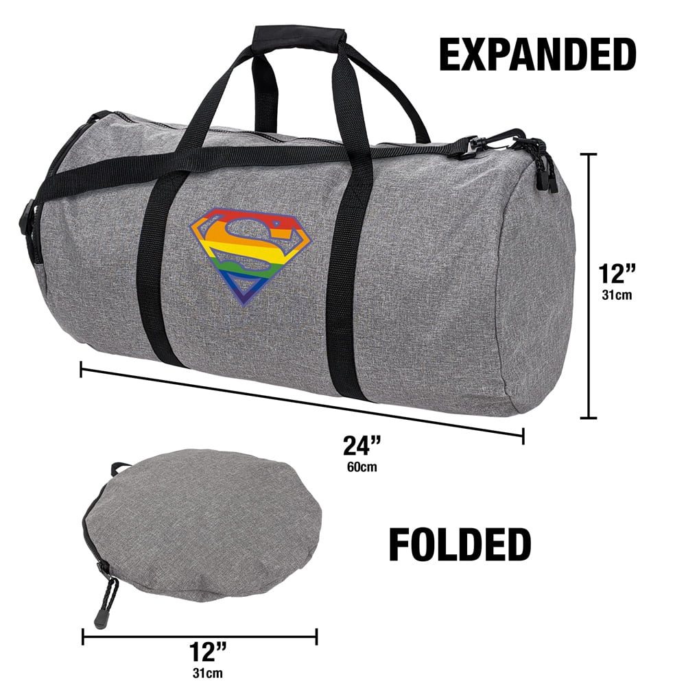 Superman Rainbow Shield Logo Lightweight Duffel Bag for Sports and Gym Packable for Travel