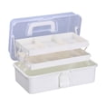 thumbnail image 1 of Caja de almacenamiento de 3 niveles, estuche de arte plegable, organizador de manualidades multifuncional, caja de aparejos portátil para maquillaje, Blanco, 1 of 8