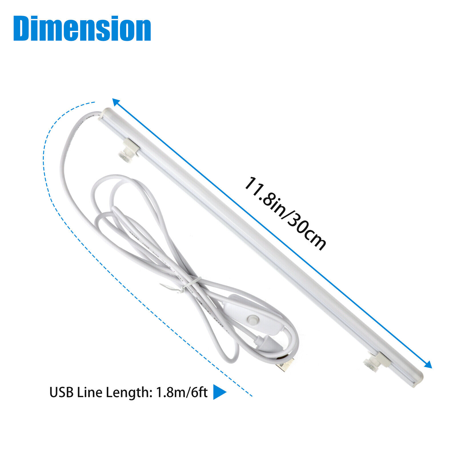 2x LED Kitchen Under Cabinet Closet Shelf Lighting Strip Bar USB Lights Lamp Kit