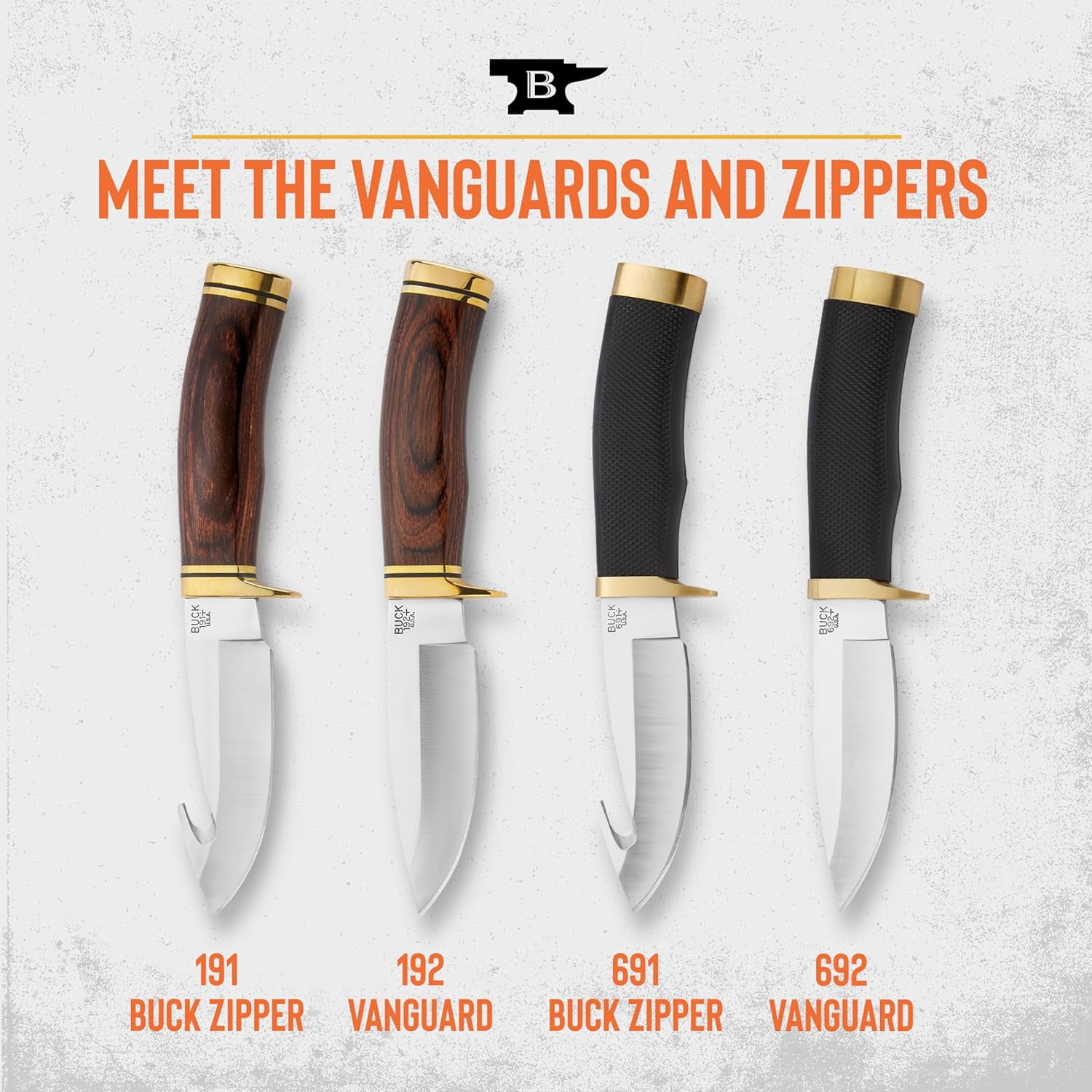 Buck Knives 692 Vanguard Hunting Knife, 4-1/4" Fixed Blade, Rubber Handle, 6.6 oz