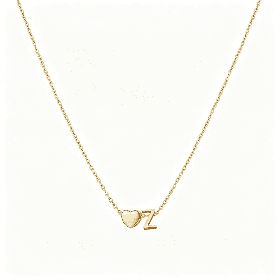 DESIGNICE Initial Heart Necklace 18K Gold Plated Stainless Steel Tiny Heart Letter Necklace Personalized Monogram Name Necklace for Women Personalized Monogram Z