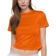 thumbnail image 2 of Tittly T Shirts for Women Going Out Tops Women Casual Short Sleeve T Shirts Summer Crewneck Tshirts Cute Tee Basic Crop Tops Spring Tops for Women Tshirts Shirts Orange L, 2 of 5