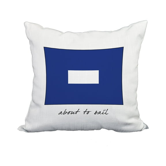 18 x 18 Inch P Phrase Text Royal Blue Word Print Decorative Polyester Throw Pillow with Linen Texture