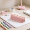 thumbnail image 4 of Corduroy Pencil Case with Zipper, Small Corduroy Cosmetic Bag, Portable Pen Storage Pouch, Solid Color Pencil Pouch for Office Home Desk Travel, 4 of 8