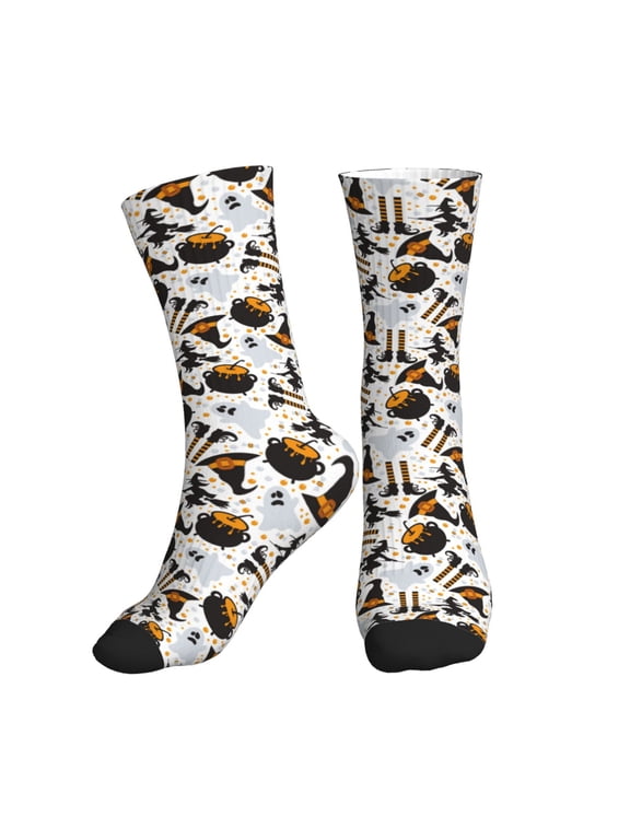 Crew Socks for Women Men Athletic - halloween hat witch Soft Comfort Breathable Mid-Calf Sole Running Socks Womens Men