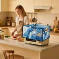 thumbnail image 3 of Renewold Toaster Oven Cover Stain-Resistant Air Fryer Smart Oven Protector with Storage Pockets Easy Clean Kitchen Appliance Accessories, 18.5 x 14.5 x 9 Inches, Marble Blue White, 3 of 7